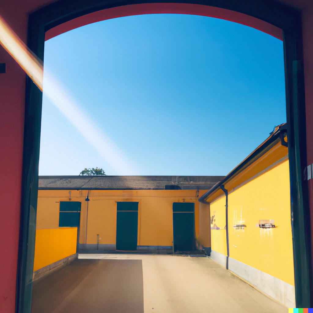 Portone che si apre e cielo terso